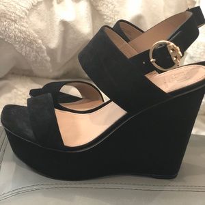 Tory Burch Black Suede Wedges. Size 7. Gently worn